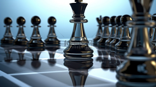 玻璃国王对 3D 黑色棋子的战略领导