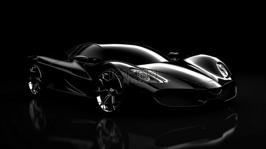 豪华车背景背景图片_时尚黑色 3D 背景下的未来汽车