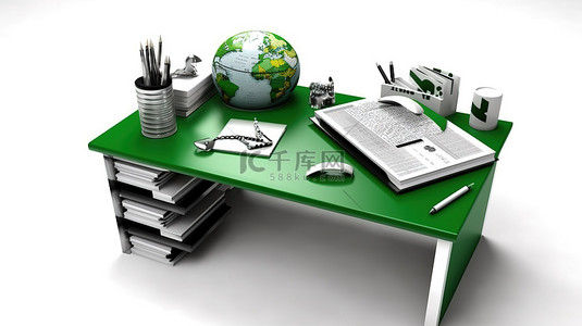 背景书桌背景图片_增强学习 3d 书桌与尼日利亚在白色背景