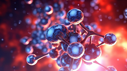 助农元素背景图片_医疗横幅或传单 3D 插图的原子和分子背景
