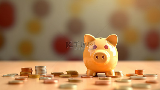 金融投资理财图标背景图片_通过硬币插入增强存钱罐的储蓄 3D 渲染