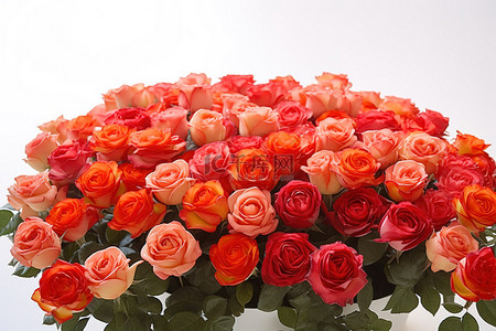 五颜六色的花背景图片_几十朵五颜六色的玫瑰坐在一张白色的桌子上