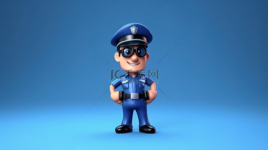 保安对讲背景图片_卡通警察的异想天开的 3D 描绘