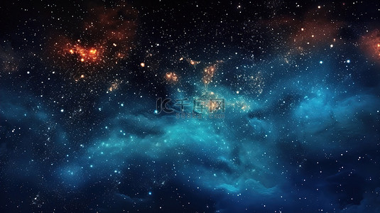 夜空中明亮的星系的垂直背景 银河系及更远的 3D 插图