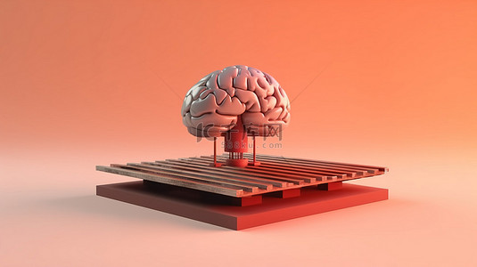 平台大背景图片_平台上大脑的概念 3D 渲染