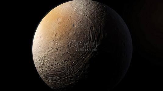 特斯拉事件背景图片_土星的卫星特提斯是第六颗行星的天然卫星的惊人 3D 渲染图