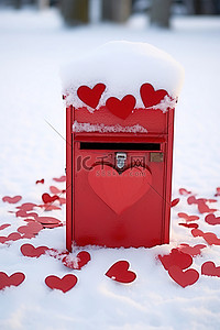 邮箱背景图片_爱的心形状像雪顶邮箱里的心
