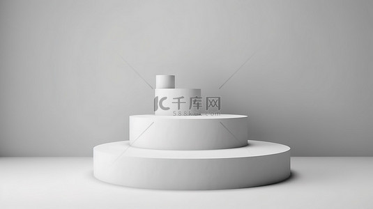 展台台阶背景图片_空置基座圆柱体和空白背景 3D 渲染上的台阶