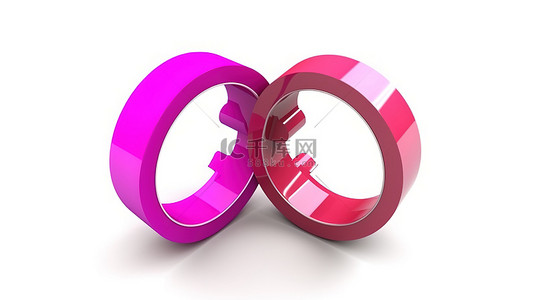 白色背景婚礼背景图片_白色背景与男性和女性交织在一起的 3D 性别符号