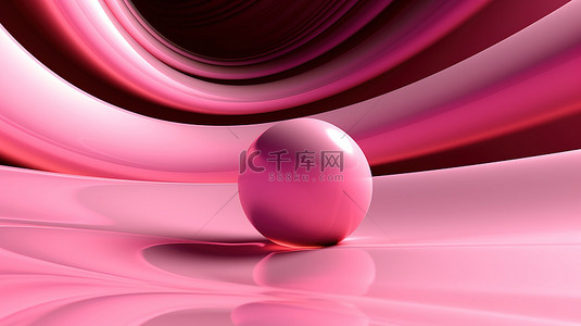 抽象粉红色背景上的 3d 渲染粉红色球体