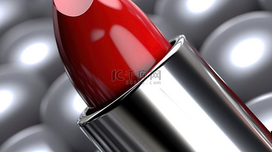 烈焰红唇背景图片_关闭银色和红色唇膏的 3D 插图
