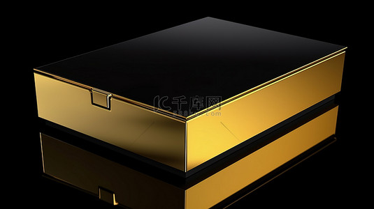 基金简历模板背景图片_令人惊叹的 3D 渲染中的黑色覆盖金盒