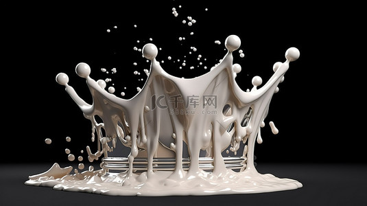 奶昔背景图片_加冕飞溅 3d 渲染的牛奶浇注