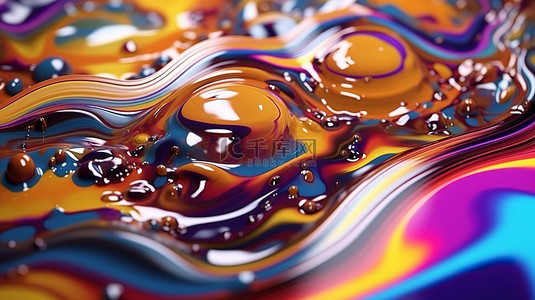 3D 渲染抽象液体形式的插图
