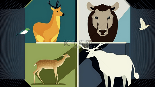动物几何卡通可爱背景
