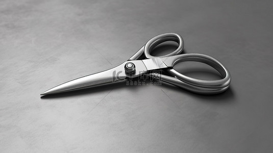 尖头剪刀背景图片_灰色背景与金属剪刀的 3d 插图