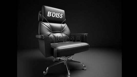 老板的信息在白色背景 3D 渲染的时尚皮椅上占据中心舞台