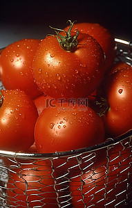 红丝北京背景图片_银丝篮里熟的红番茄，上面滴着水
