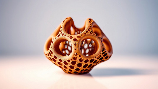 3D 打印的棕色抽象物体隔离
