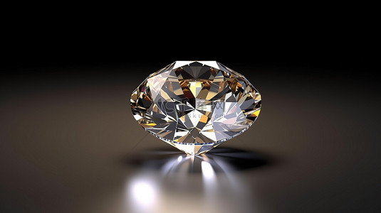 令人惊叹的钻石在中性 3D 背景上闪闪发光