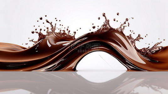 令人惊叹的 3D 插图中优雅迷人的巧克力海啸
