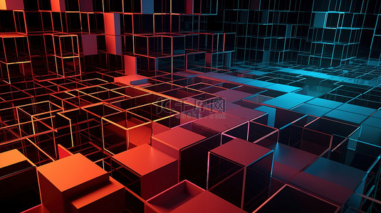 科技感网格背景背景图片_3d 渲染中的抽象几何背景