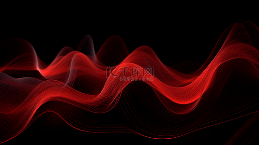 红色动感曲线背景图片_极简红色抽象曲线装饰图案