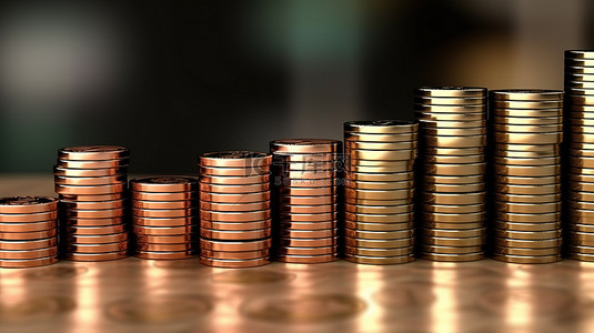 成本管理背景图片_攀爬堆叠的硬币描绘了财务增长和企​​业储蓄