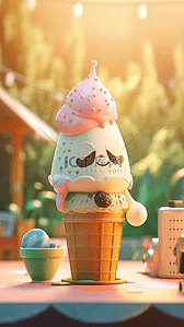 雪糕草莓背景图片_甜品冰淇淋可爱立体背景
