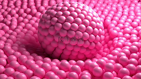 3d 渲染的粉红色球体中的无数圆圈