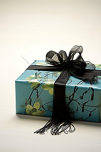 绿色中秋背景图片_一个用黑纸包裹着蓝色和绿色的盒子