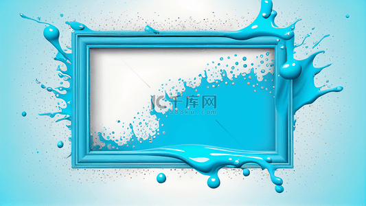猫咪可爱边框背景图片_相框蓝色水滴背景