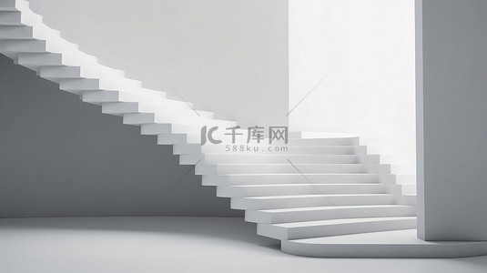 空灵楼梯 3D 渲染中的商业概念