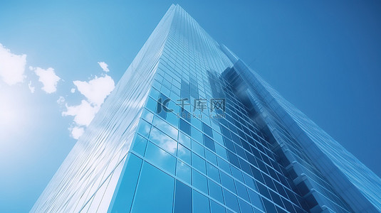 天空是摩天大楼向渐变蓝色建筑设计飙升的极限 3d 渲染