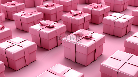 可爱的粉红色礼物的 3d 插图