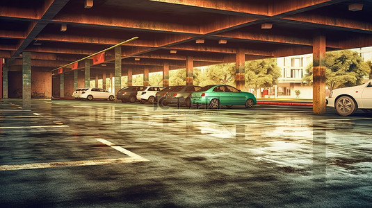 坚韧的意志背景图片_具有垃圾纹理的停车场空间的坚韧 3D 渲染