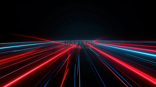 科技背景暗背景图片_复制空间包括红色和淡蓝色的 3d 光迹背景
