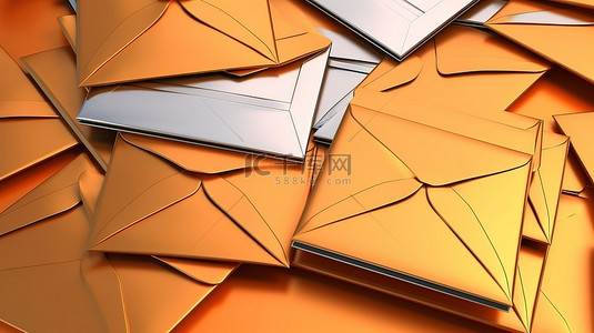 明信片贴图样机背景图片_3d 渲染的邮件信封