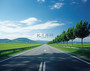 农村道路交通安全背景图片_穿过绿色田野的道路
