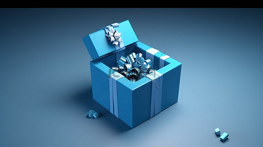 节日圣诞礼品盒蓝色横幅设计 3D 插图