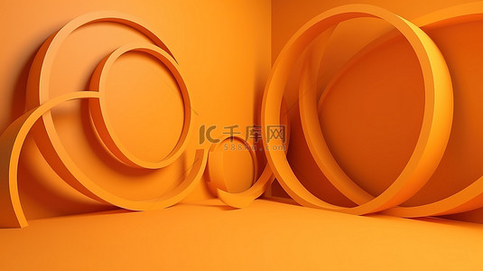 黄橙背景图片_3d 渲染中的简约黄橙色抽象背景