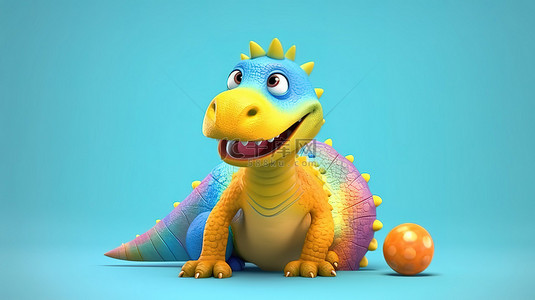 俏皮的 3D 恐龙渲染