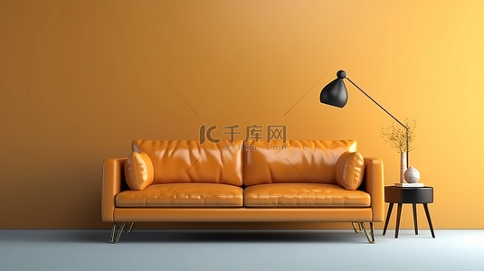 浓汤番茄锅背景图片_维京彩色沙发和桌子在浓汤彩色客厅背景上以 3D 渲染