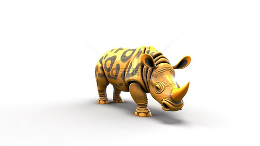 卡通哺乳动物背景图片_顽皮犀牛的孤立 3D 插图