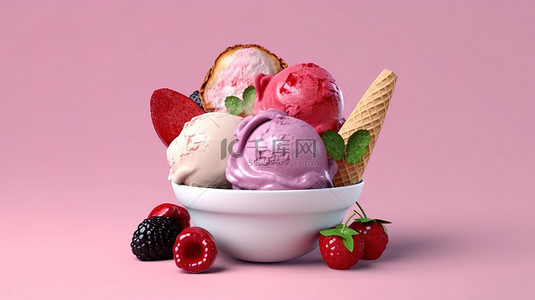 夏季圆背景图片_berrylicious 3d 冰淇淋喜悦
