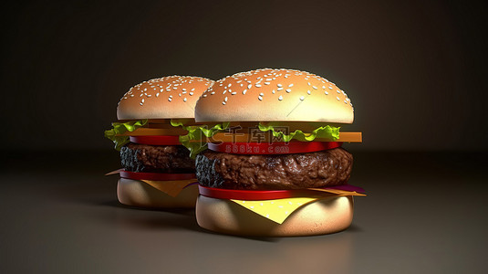 快餐菜单背景图片_令人垂涎的 3d 汉堡图标