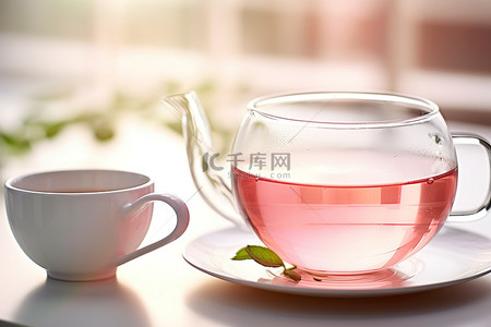 一杯茶旁边是一杯水和茶壶