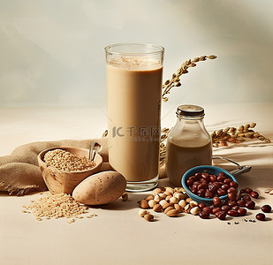 成分含量背景图片_含有其他成分和坚果的咖啡饮料