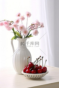 樱桃樱桃背景图片_花瓶里的樱桃高级 rtycr