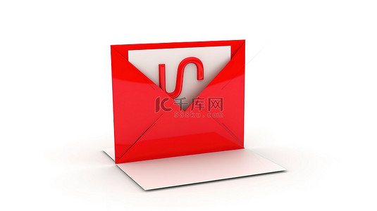 带有红色禁止标记的白色信封的孤立 3D 插图